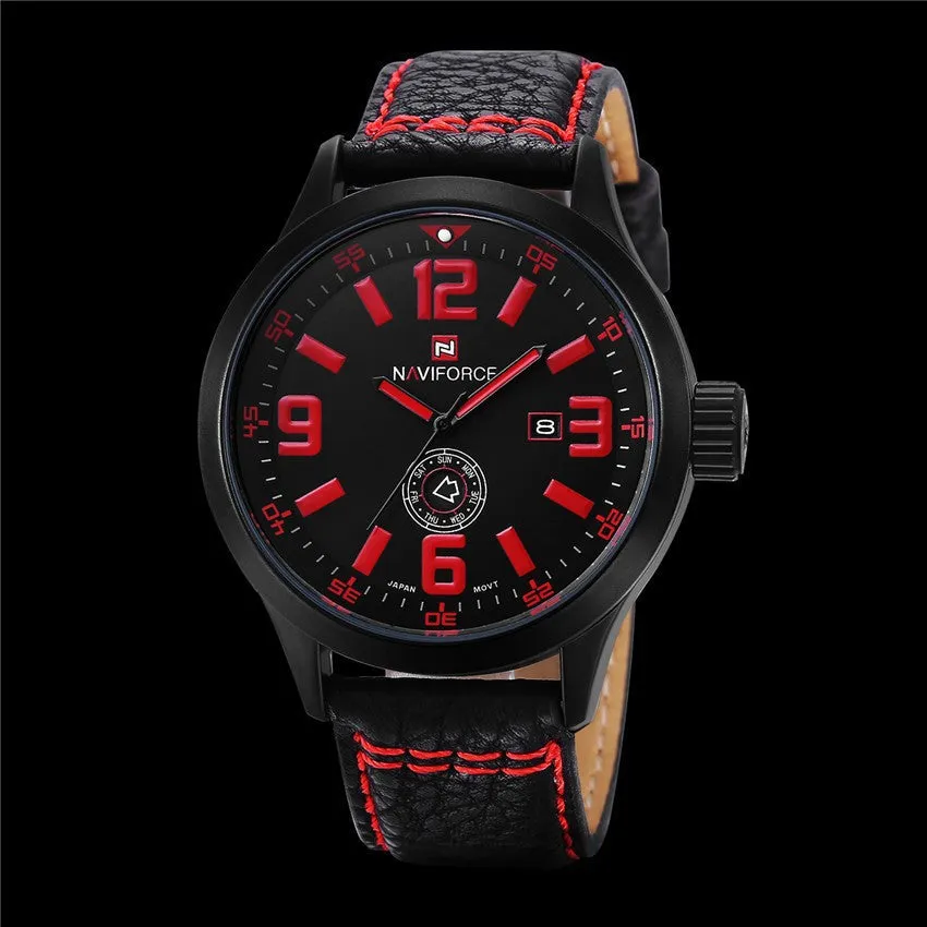 NAVIFORCE Luxury Brand Genuine Leather Strap Analog Date Men's Quartz Watch Casual Watches Men Wristwatch relogio masculino