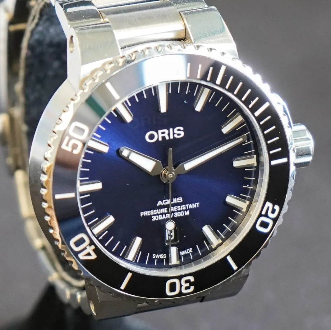 ORIS Aquis Date Watch 733 7730 Dive Automatic Wristwatch S.S. - ALL Original - Double Box & Papers