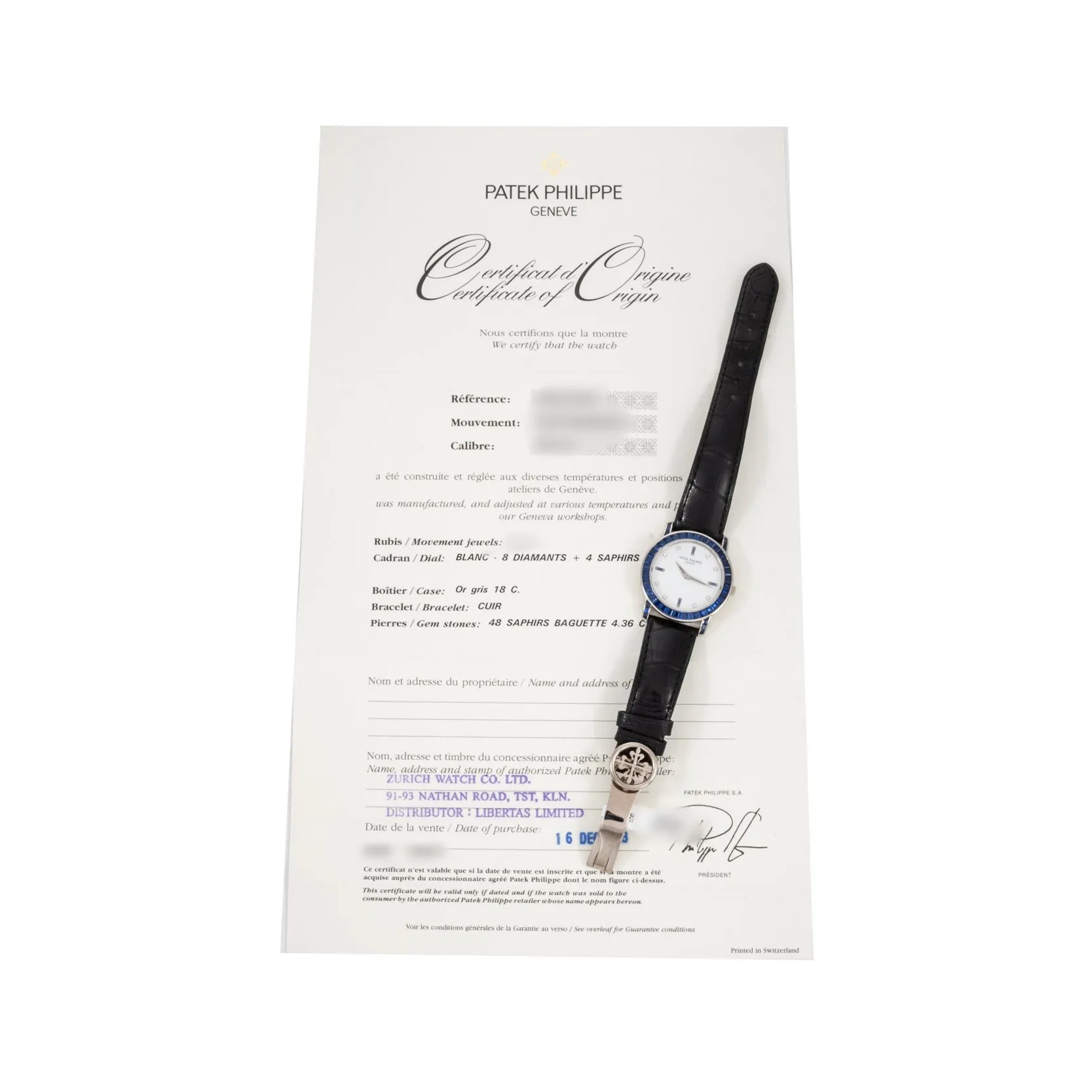 Patek Philippe White Gold 'Sapphire' Dress Watch