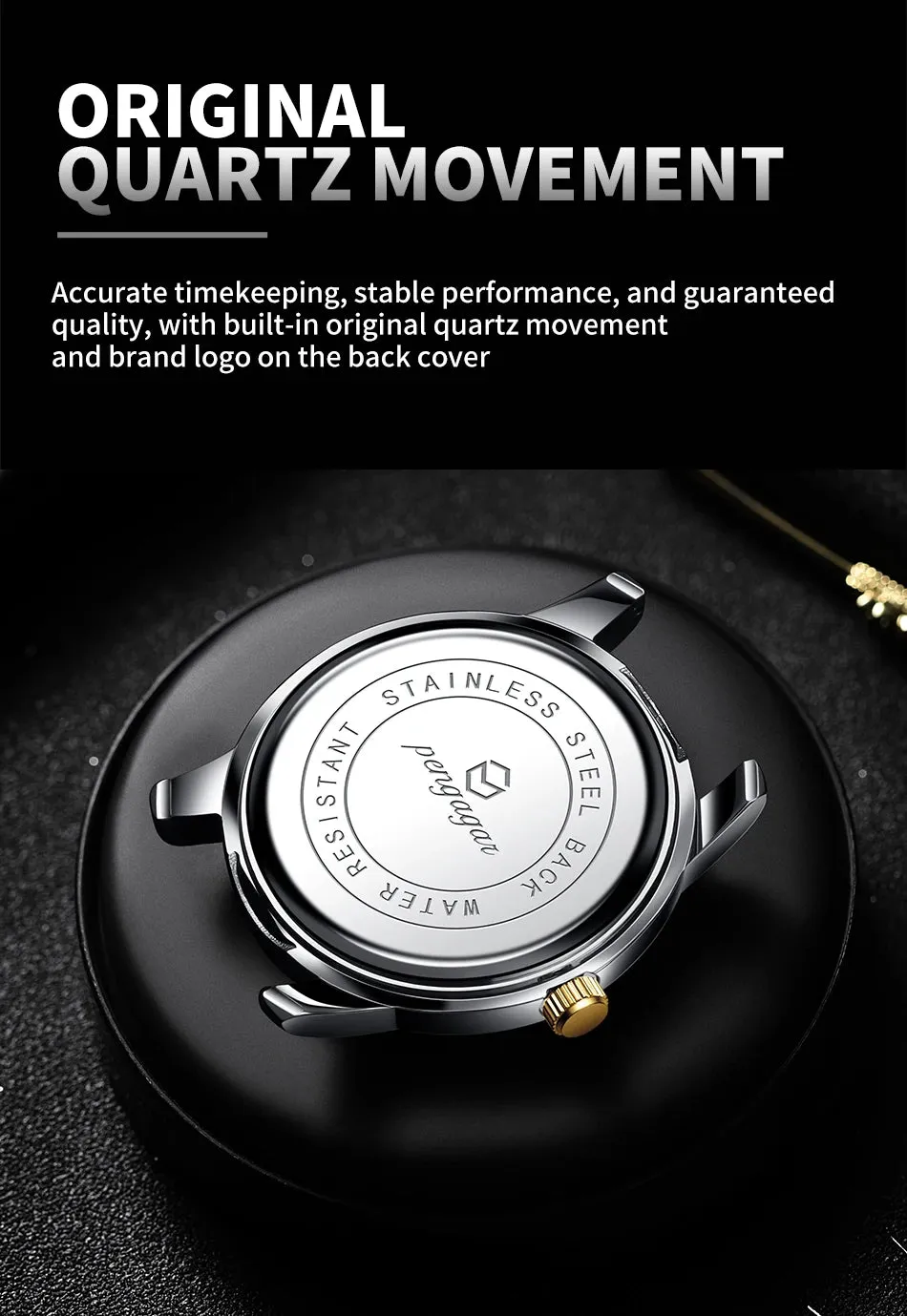 PENGAGAR Luxury Men's Watch - Elegant, Waterproof, Luminous, Stainless Steel Quartz Sports Watch