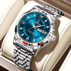PENGAGAR Luxury Men's Watch - Elegant, Waterproof, Luminous, Stainless Steel Quartz Sports Watch