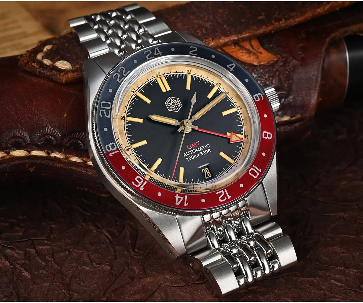 ★Pre-owned★San Martin Vintage Style NH34 GMT Men Watch SN0116G-V6