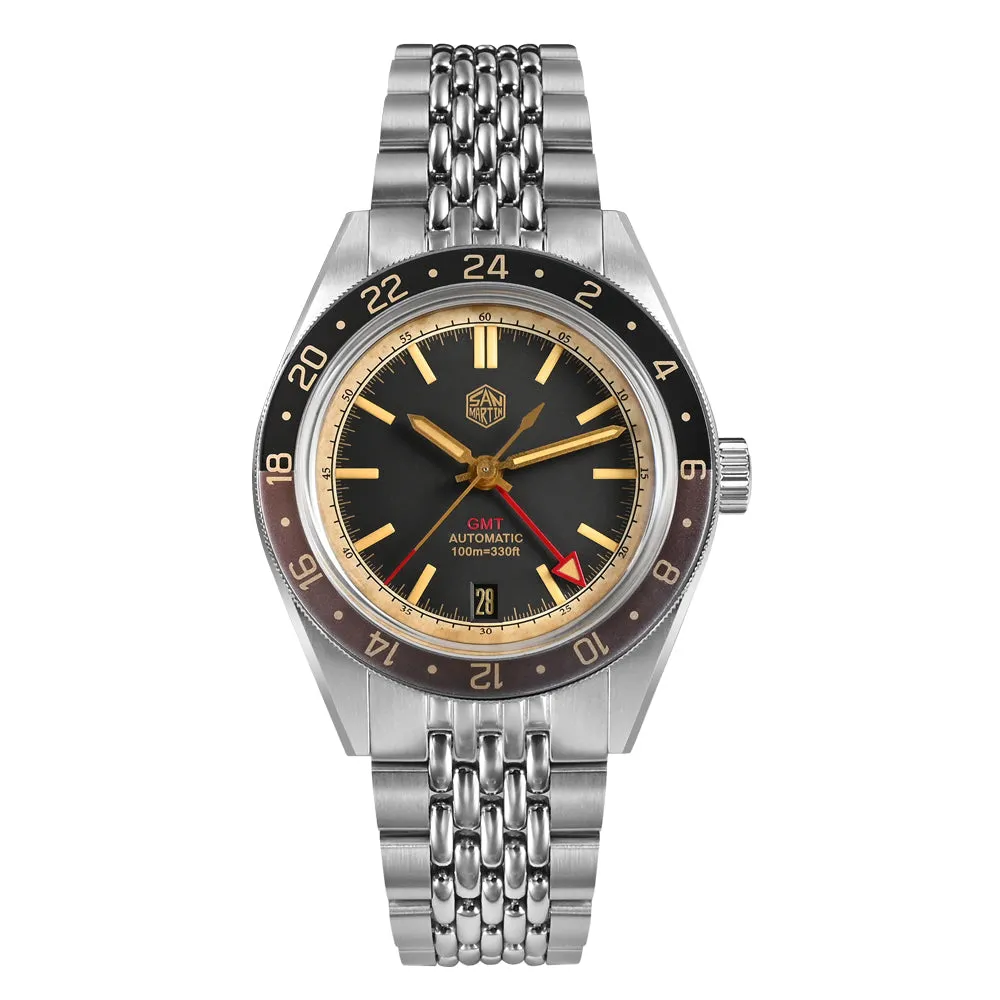 ★Pre-owned★San Martin Vintage Style NH34 GMT Men Watch SN0116G-V6