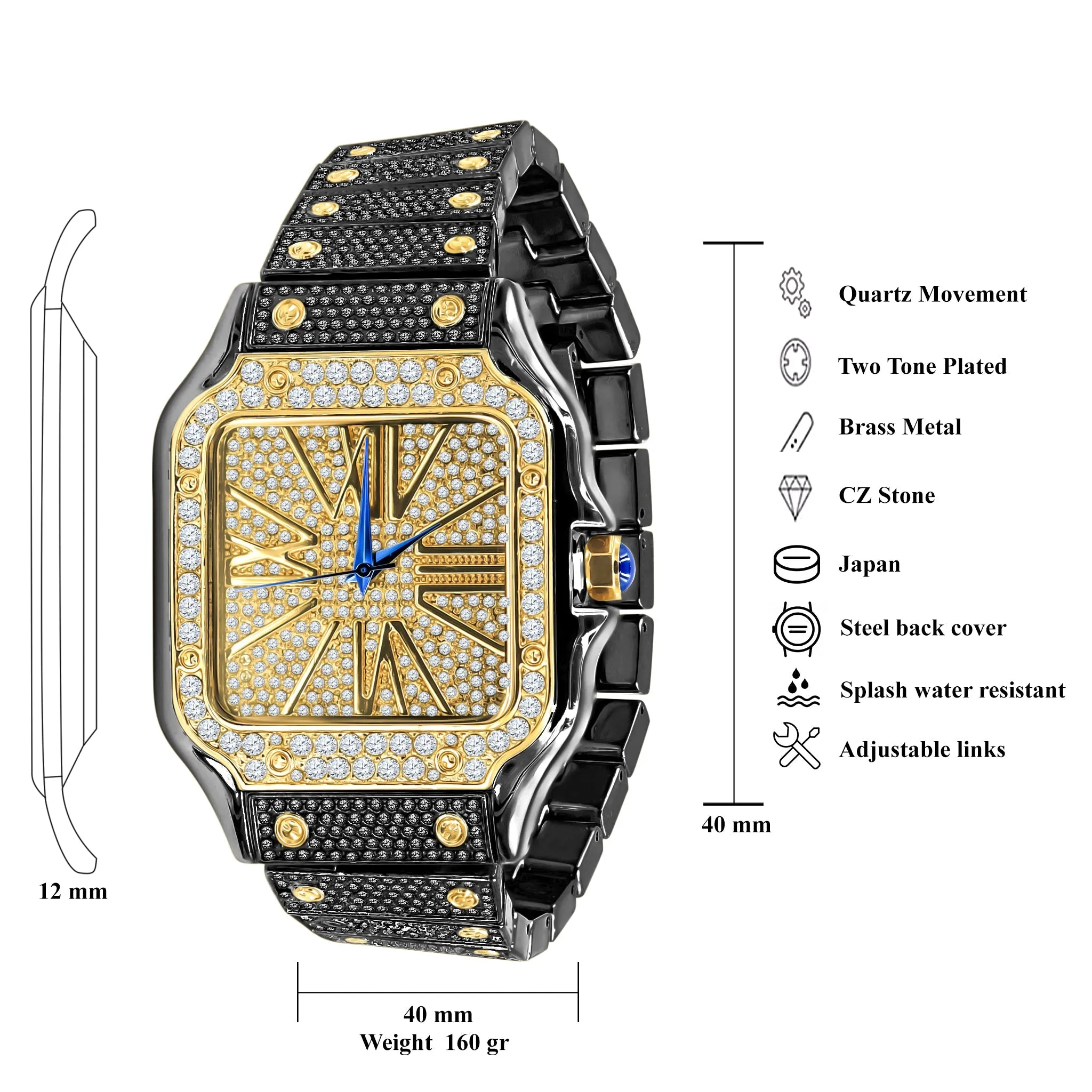 Prodigious Brass Watch And Bracelet Set