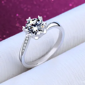 Pure Brilliance Silver Stone Ring - 925 Silver Eight Hearts Eight Arrows