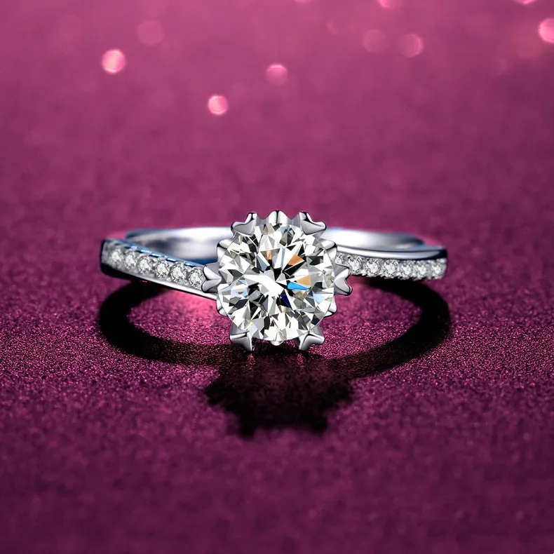 Pure Brilliance Silver Stone Ring - 925 Silver Eight Hearts Eight Arrows