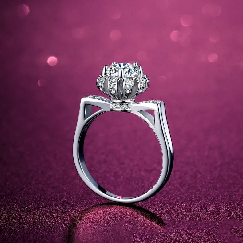 Pure Brilliance Silver Stone Ring - 925 Silver Eight Hearts Eight Arrows