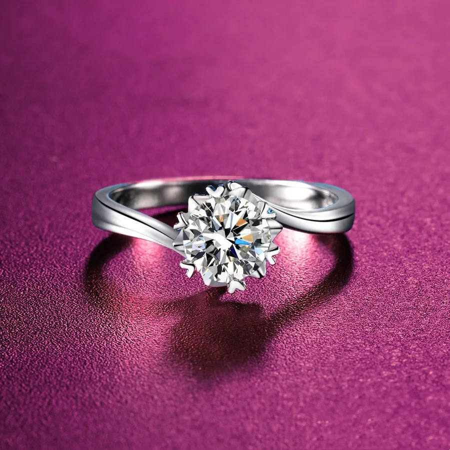Pure Brilliance Silver Stone Ring - 925 Silver Eight Hearts Eight Arrows