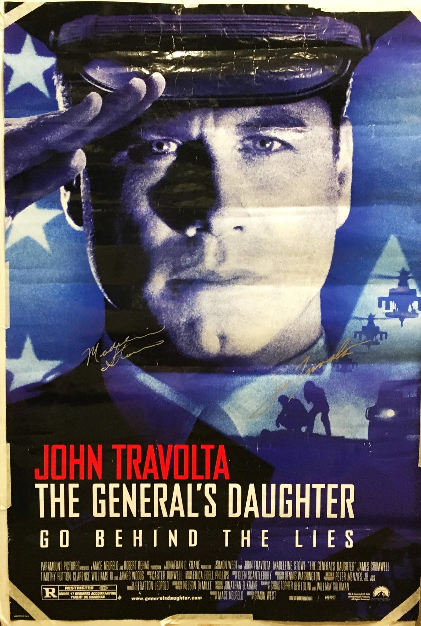 "The General's Daughter" 1999 Movie Poster Signed by John Travolta Madeleine Stowe - $1,000.00 VALUE