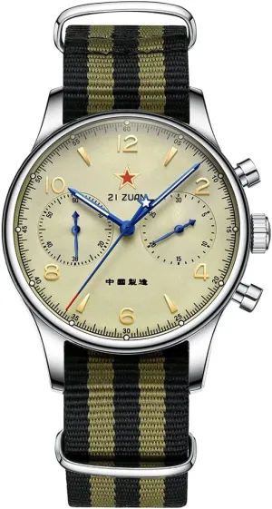Retro Chronograph Men Watches ST1901 Mechanical Movement Hand Winding Men Wristwatches Sapphire Crystal Waterproof Military Pilot Watch for Men