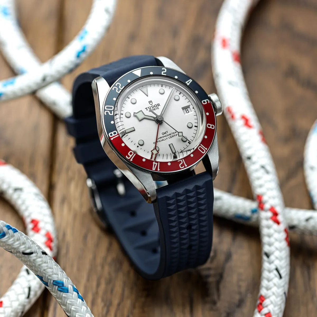 Seacroft Waffle FKM Rubber Dive Watch Strap - Blue