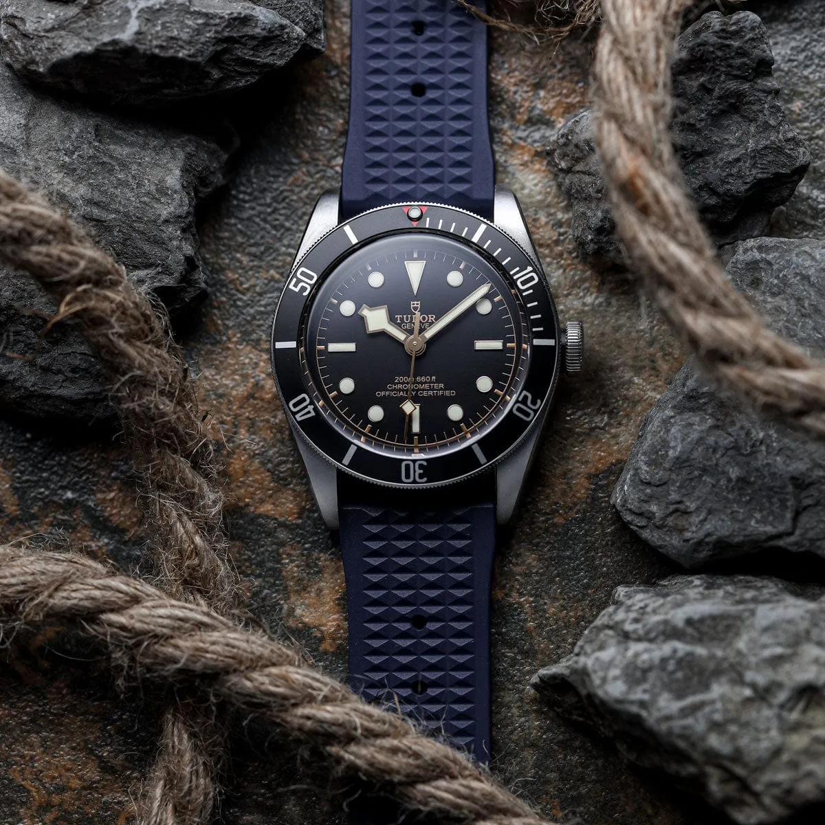 Seacroft Waffle FKM Rubber Dive Watch Strap - Blue