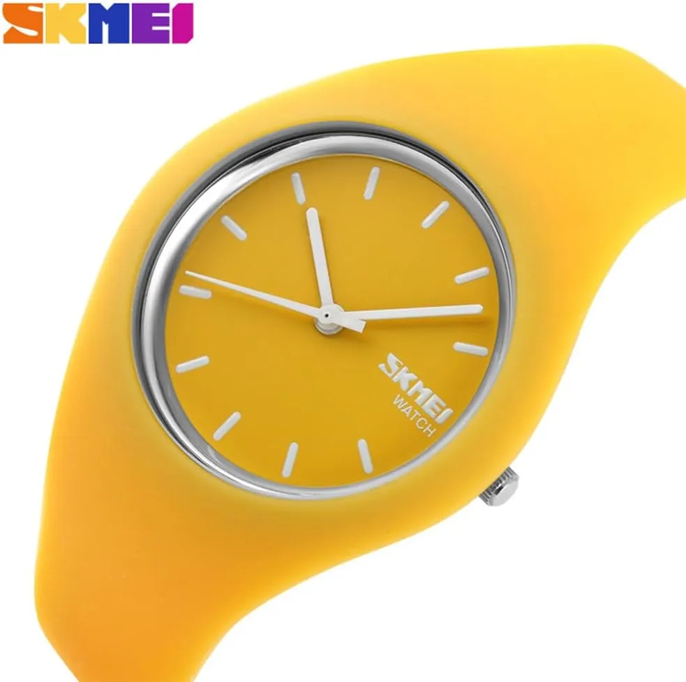 SKMEI Watches for Young Women Lady Sports Silicone Band Waterproof Fashion Casual Simple Quartz Analog Teens Girls Gift Black Wrist Watch