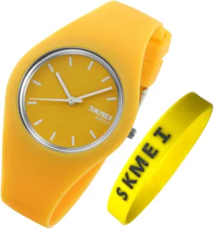 SKMEI Watches for Young Women Lady Sports Silicone Band Waterproof Fashion Casual Simple Quartz Analog Teens Girls Gift Black Wrist Watch