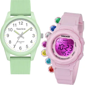 SOCICO Kids Watches for Boys & Girls  Digital 7 Color Lights, Stopwatch, Alarm & Analog Easy Time Learning  50M Waterproof, Soft Durable Bands, Great Gift for Ages 4-12