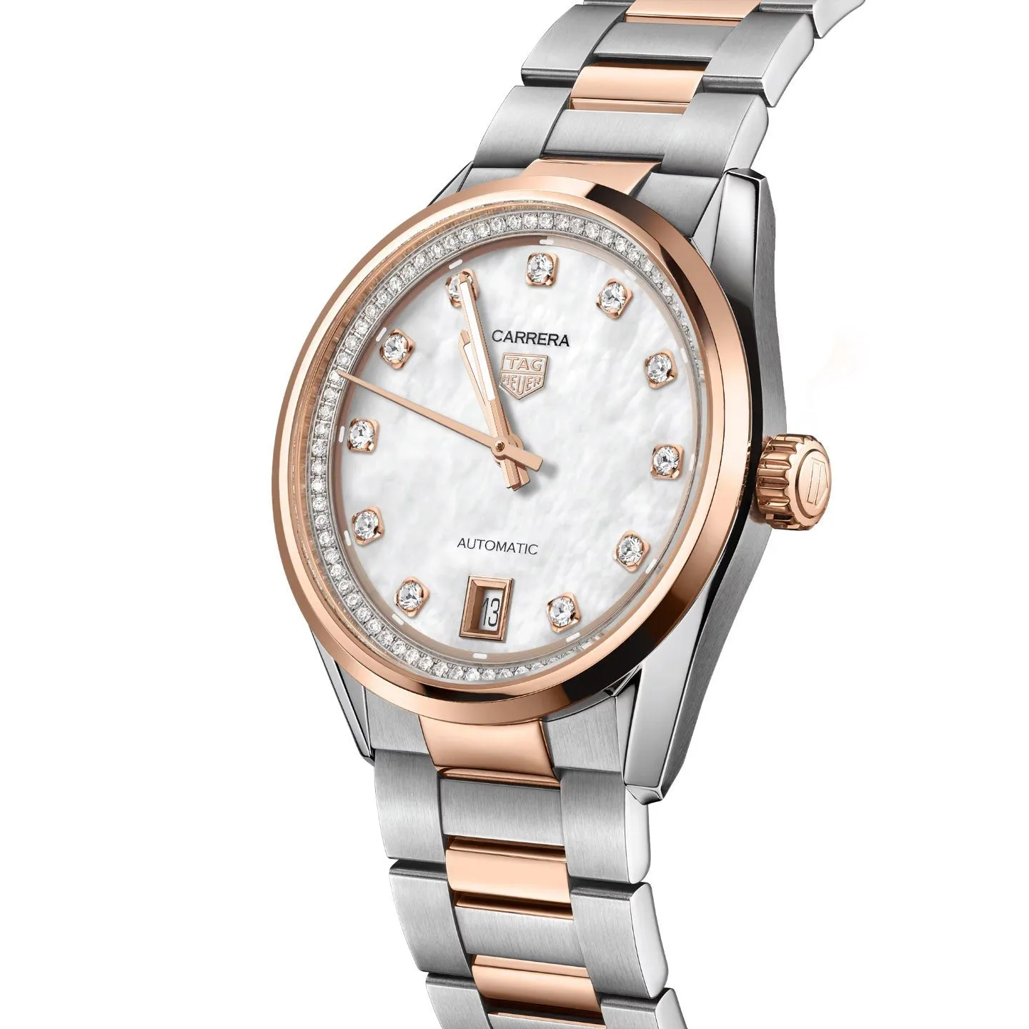 Tag Heuer Carrera Ladies White Diamond Automatic Watch WBN2351.BD0000