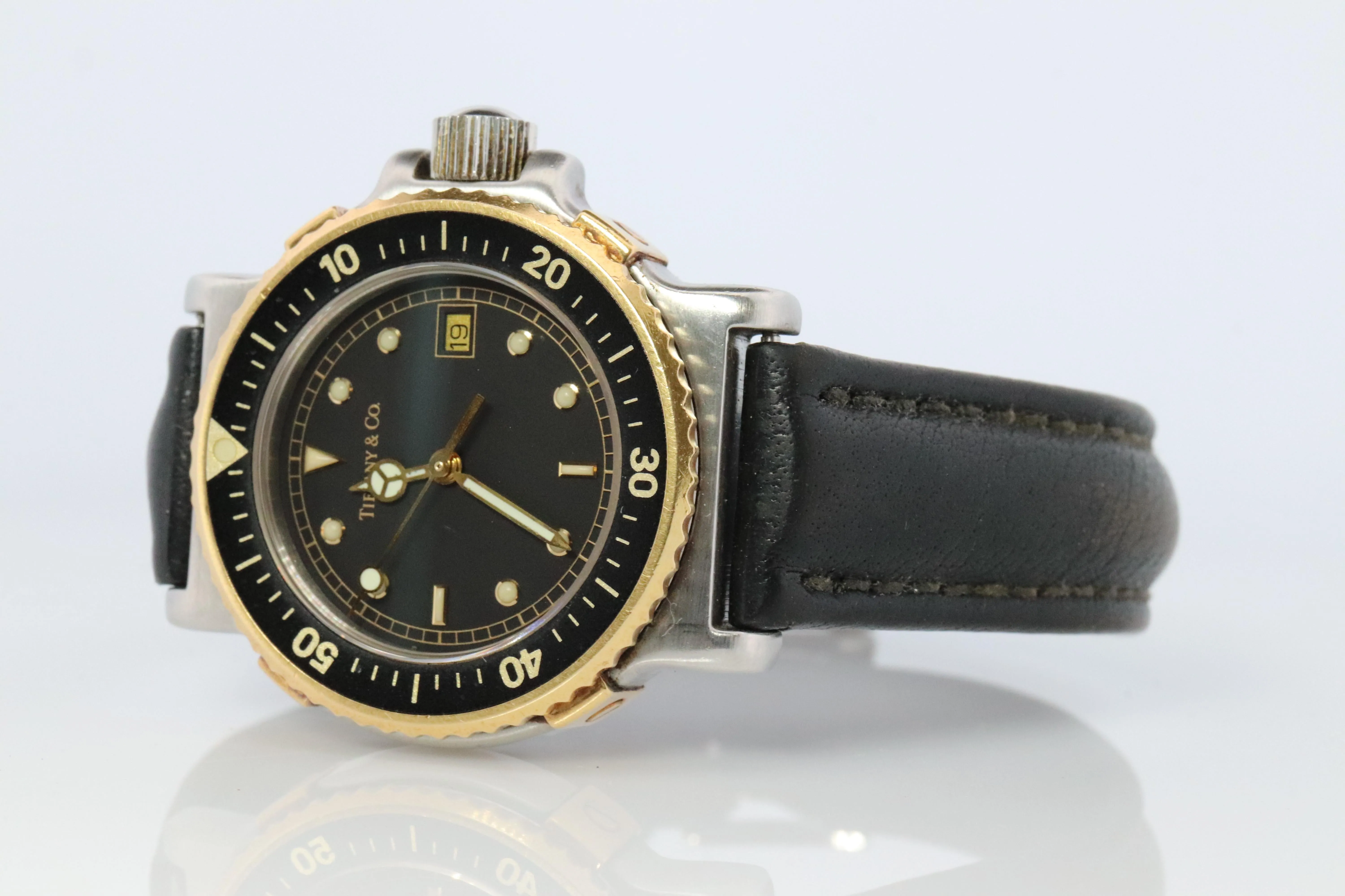 Tiffany and Co Diver Watch. 18k Gold and SS Tiffany L0729 Ladies Watch