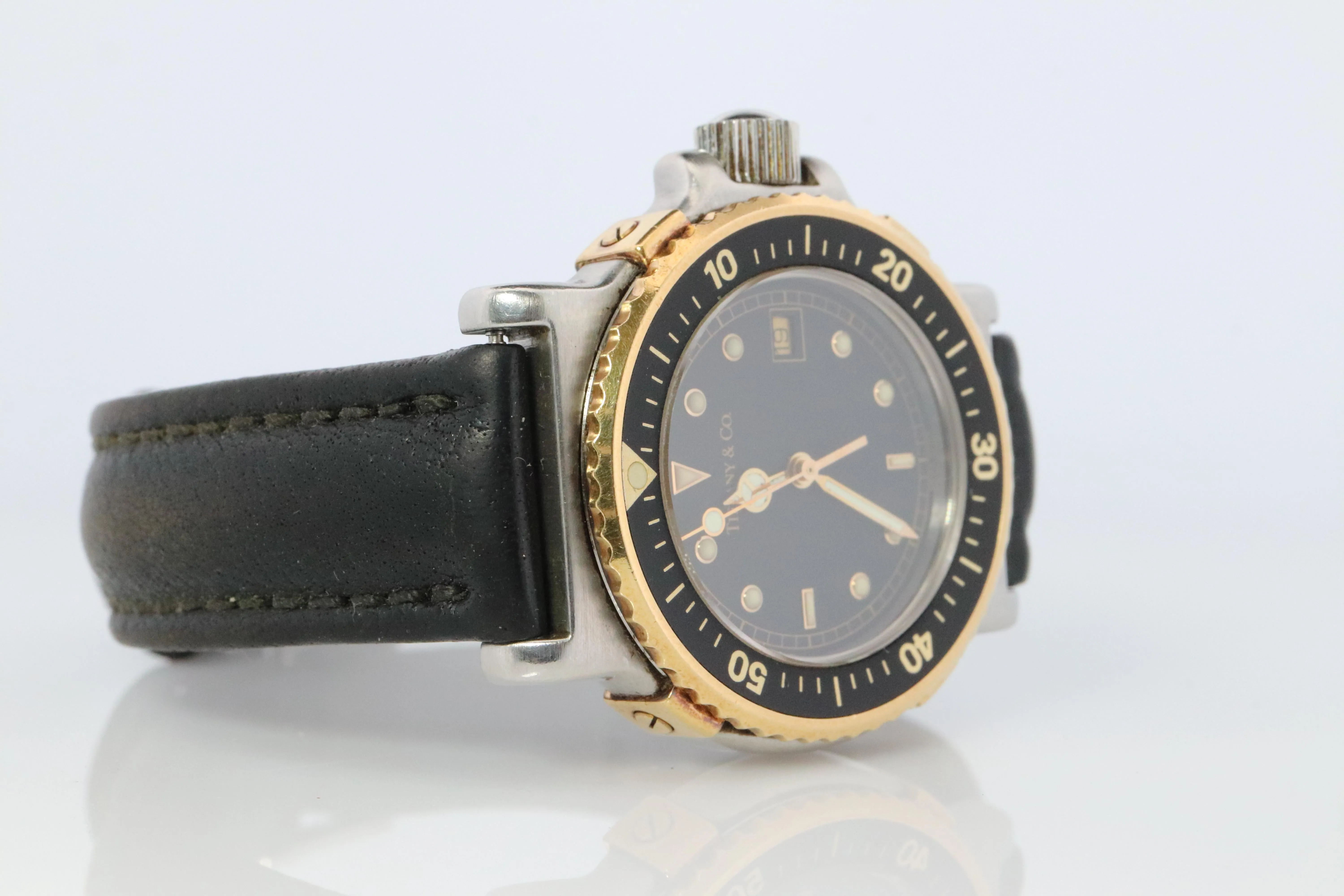 Tiffany and Co Diver Watch. 18k Gold and SS Tiffany L0729 Ladies Watch