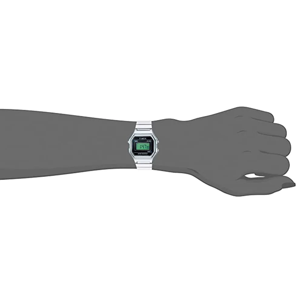Timex Womens Classic Digital Mini Silver-Tone Black Stainless Steel Expansion Band Watch - TW2T48200