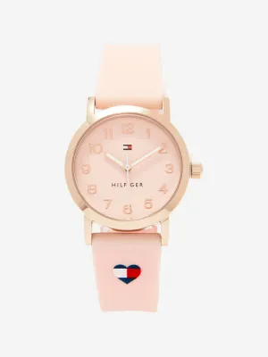 Tommy Hilfiger Girls Heart Logo Strap in Pink-29.5mm (One Size)