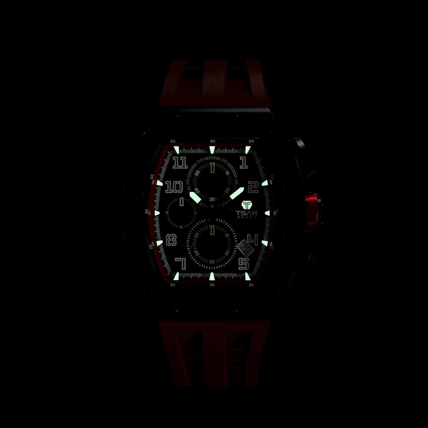 Tonneau Mens Luxury Watch 50M Waterproof Luminous Date Chronograph Wrist Watch with Japanese Quartz Movement Sapphire Crystal Silicone Strap Fashion Sport Watches Gift for Men