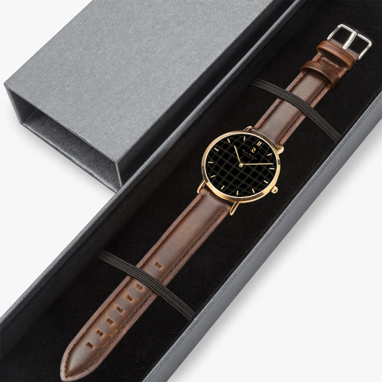 Ultra-Thin Leather Strap Quartz Watch (Rose Gold With Indicators)