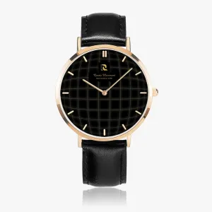 Ultra-Thin Leather Strap Quartz Watch (Rose Gold With Indicators)