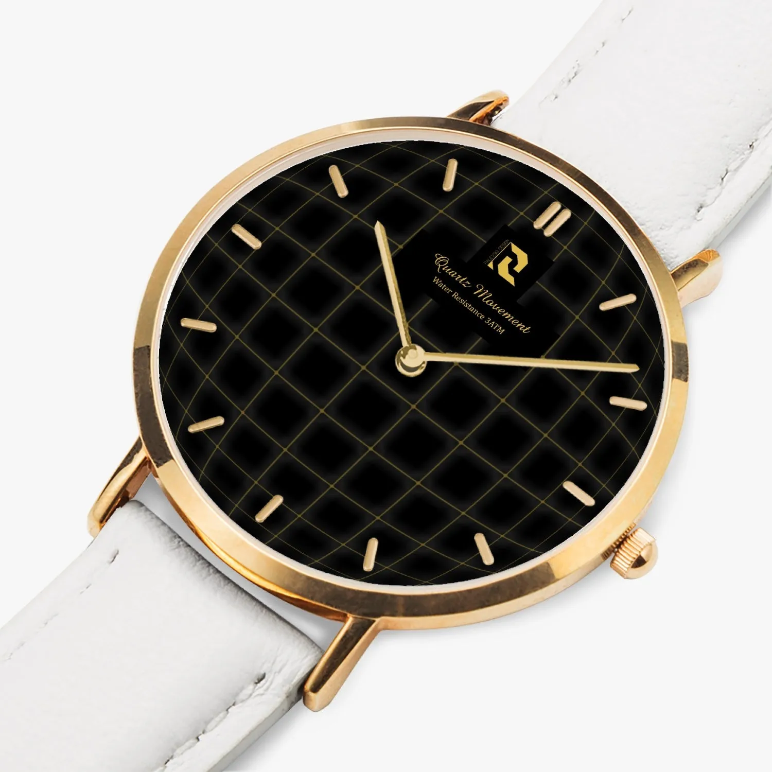 Ultra-Thin Leather Strap Quartz Watch (Rose Gold With Indicators)