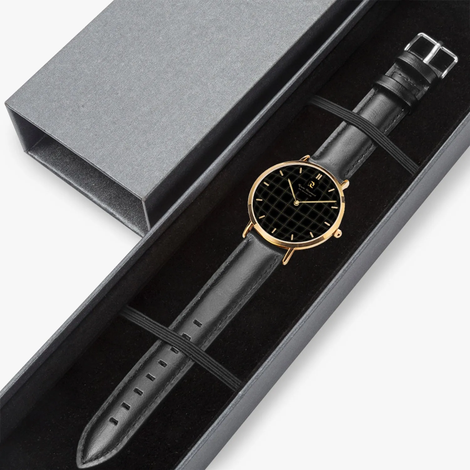Ultra-Thin Leather Strap Quartz Watch (Rose Gold With Indicators)