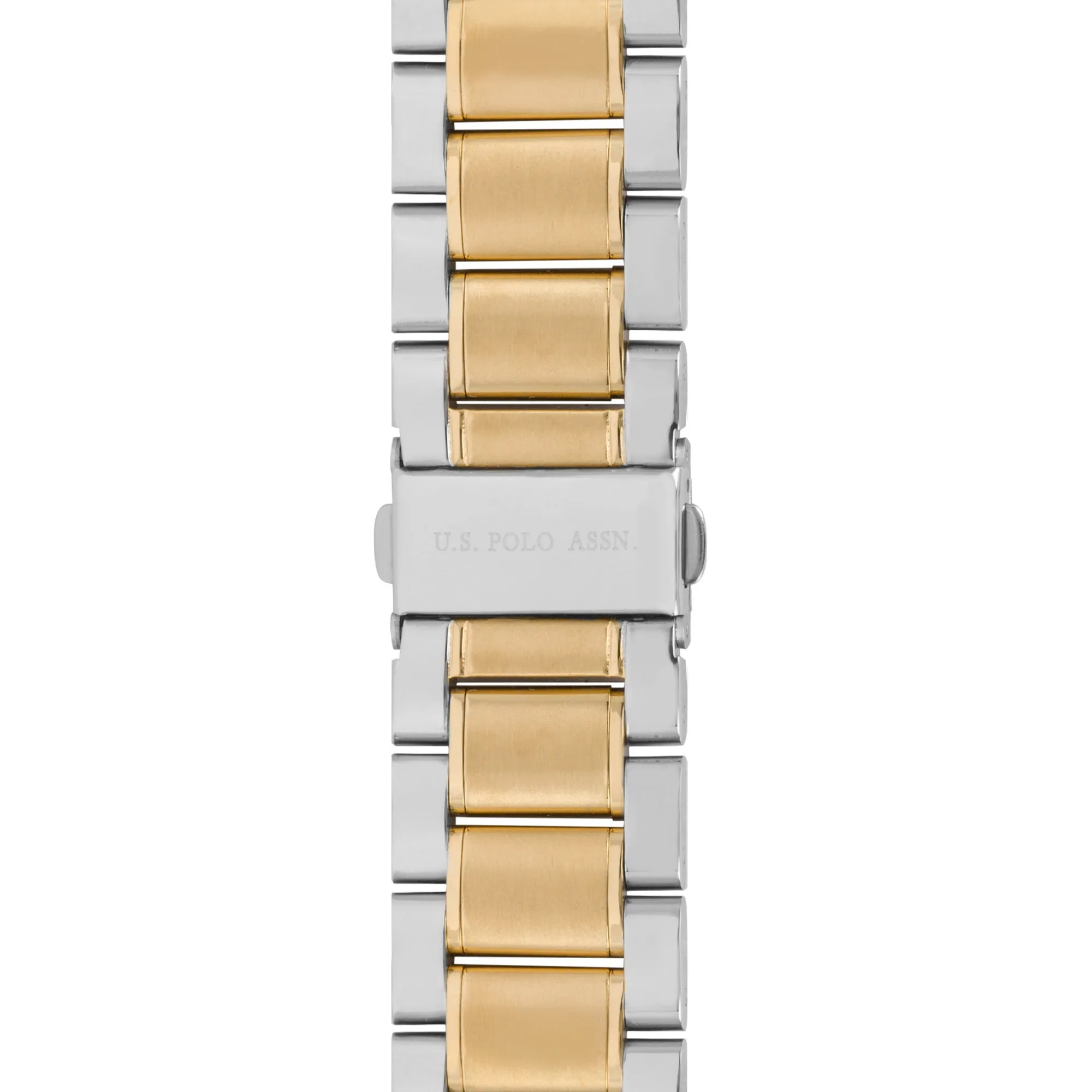 US POLO ASSN. MEN'S RHODIUM & GOLD PLATED STAINLESS STEEL BAND WITH S.S.BUCKLE