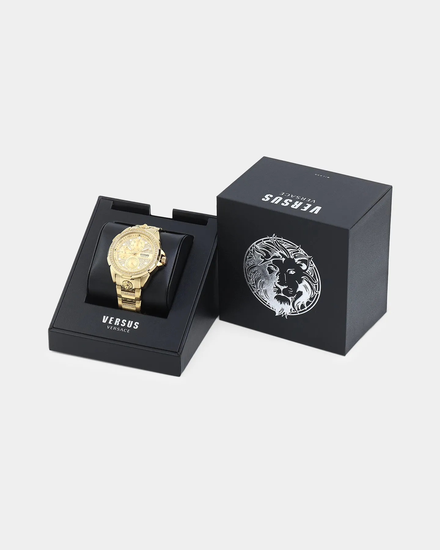 Versus Versace 6eme Arrondissement Crystal Set Watch Gold/Gold