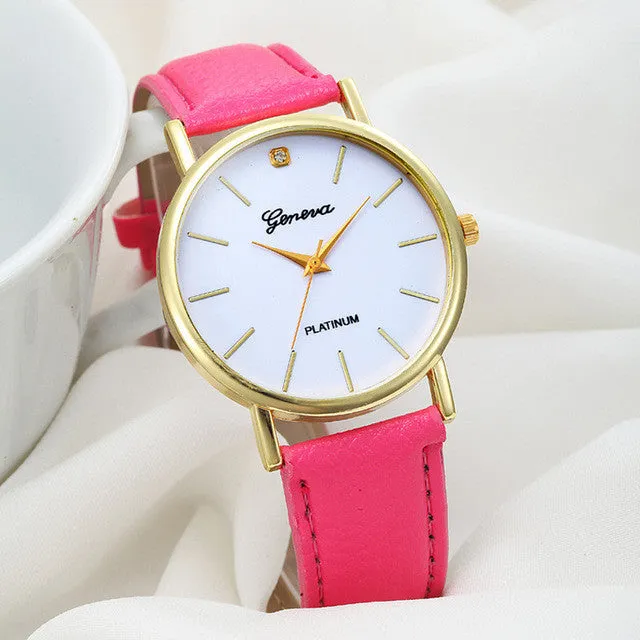 Vico 2018 Hot Selling Fashion Women Watch Design Dial PU Leather Band Analog Quartz Wrist Watch