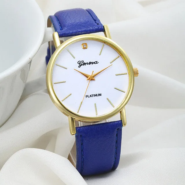 Vico 2018 Hot Selling Fashion Women Watch Design Dial PU Leather Band Analog Quartz Wrist Watch