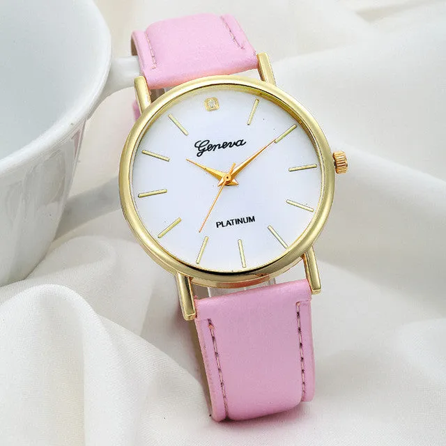 Vico 2018 Hot Selling Fashion Women Watch Design Dial PU Leather Band Analog Quartz Wrist Watch