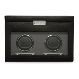 Wolf Viceroy Black Double Watch Winder with Storage