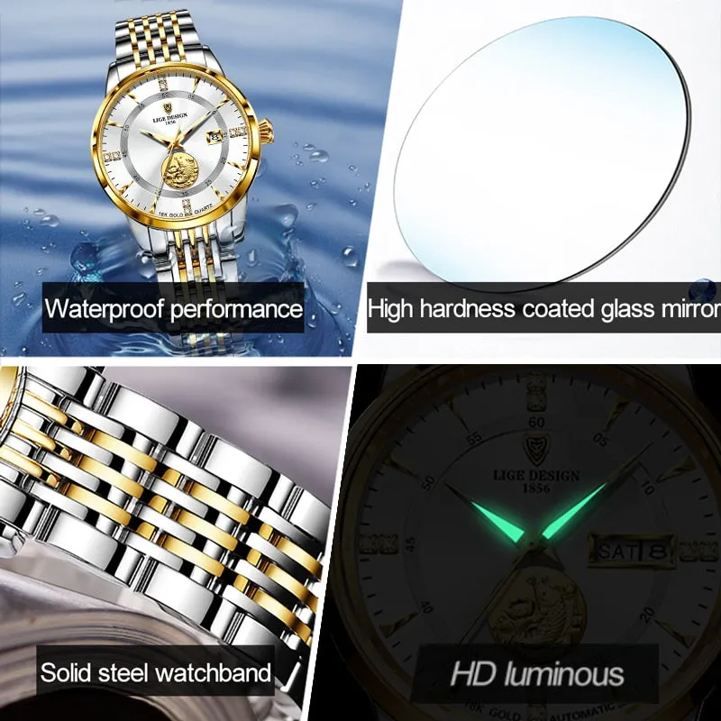 Women Watch Brand Fashion Ladies Watch Elegant Gold Steel Wristwatch